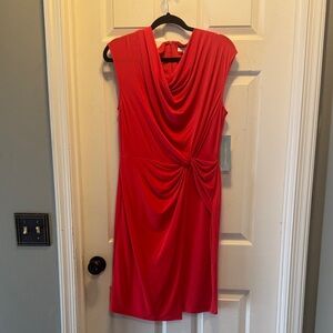 London Times Vibrant Red Asymmetrical Dress